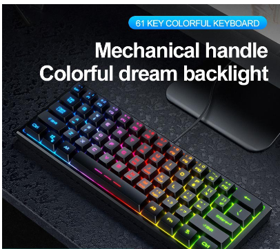 Wired mechanical feeling floating keyboard 61-key with gaming RGB light