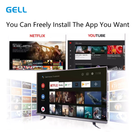 GELL Smart TV 43 Inches on Sale Android TV 43 Inch Smart Led TV Flat Screen on Sale Free Bracket
