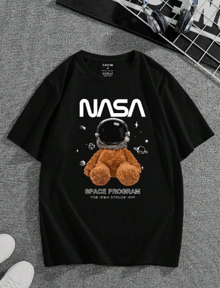 Men Bear & Slogan Graphic Tee