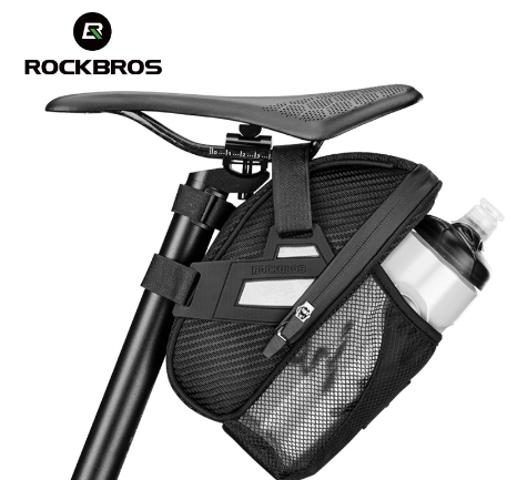Rockbros Saddle Bag Double Zipper Reflective Large Capacity Water Tail Bottle Pocket Bicycle Mtb Road Bike Accessories