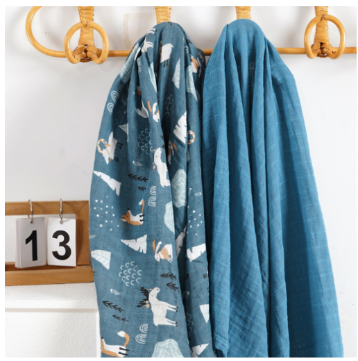 Happyflute 2 Pcs Set Baby Muslin Swaddle Blanket Soft Farbic Cotton Baby Products Baby Multifunctional Gauze 5