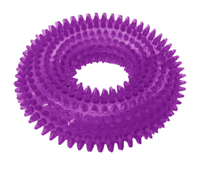 Daiso Purple Squeaky Pet Toy Donut Shape