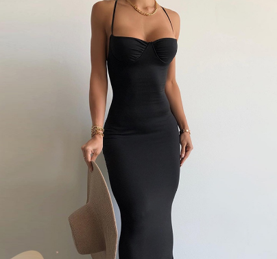 Women's Crossover Backless Sling Long Dress