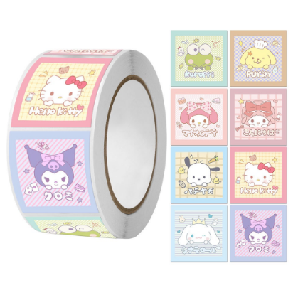 500pcs Sanrio Kuromi My Melody DIY Tapes Label sticker Gift Box Cute Handbook Sealing Decoration