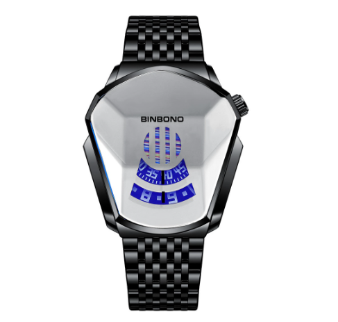 BINBOND Original Locomotive Unique Stainless Luxury Waterproof Gold Swiss Touch Watch For Men Trendy Watch Style Concept Watch M7