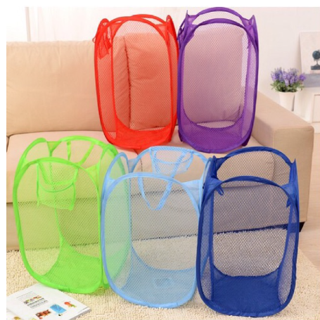 Foldable Colorful Washing Laundry Basket Bag Random