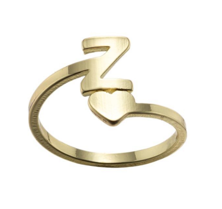 Fashion Heart 26 Letters Rings For Women Gold Color A-Z Initials Opening Ring Alphabet Finger Accessories Party Jewelry Gifts Z