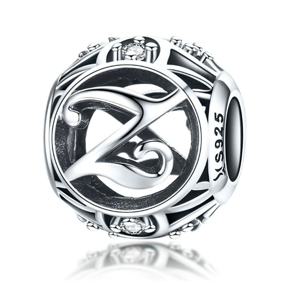 Bamoer 26 Letters A to Z Charm Sterling Silver 925 Bead For Bracelet & Necklace DIY Fashion Accessories Z
