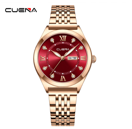 CUENA Women's Watch Fashion Business Elegant Luxury Quartz Stainless Steel Waterproof 6044 W004