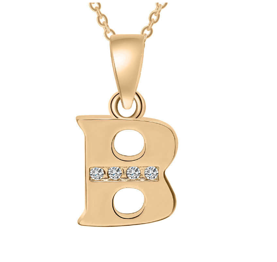 Couple Jewelry Fashion Gift Gold Color Cubic Zirconia A-Z Letter Copper Women Chain Pendant Initial B