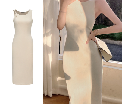 Lovito Women Casual Plain Asymmetrical Dress L68ED136 Khaki