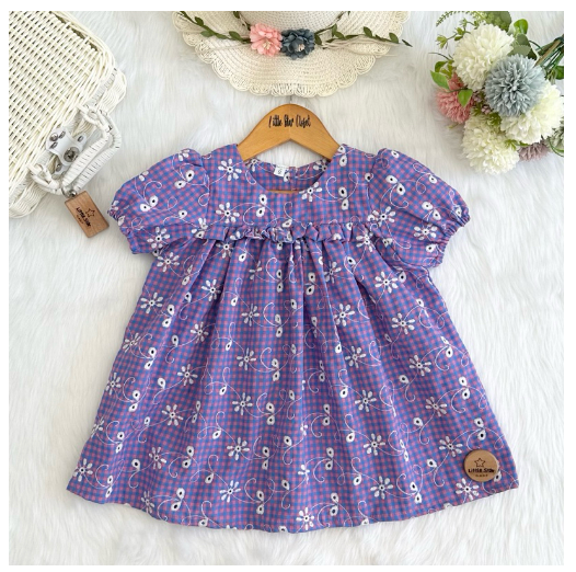 Littlestar Baby Kids Puff Sleeves Eyelet Mini Dress S1