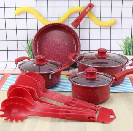 A1 New Colors 13Pcs Kitchenware Cookware Set Non-Stick/Soup Pot/Fry Pan - Z056
