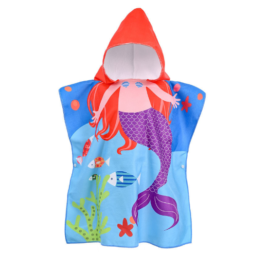 Children Bath Towel Cartoon Printed Baby Can Wear Hooded Bathrobe Beach Swimming Windproof Quick-Drying Cloak Kids Beach Towels T13