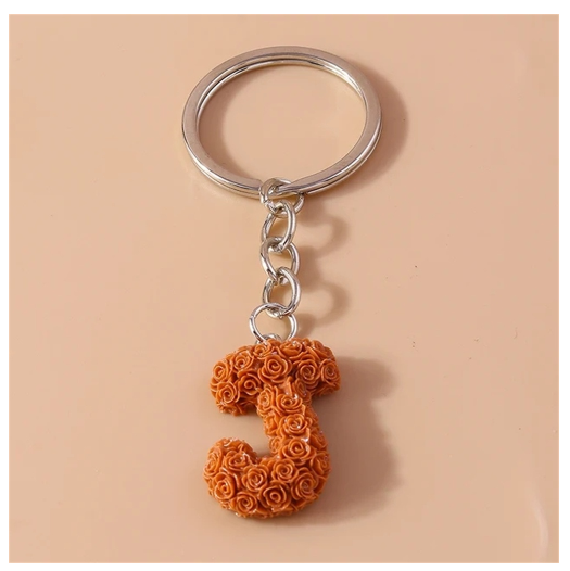 Fashion Rose 26 Letter Keychains Sweet Flower A-Z Alphabet Keyrings For Women Handbag Pendant Ornaments Jewelry Accessories J