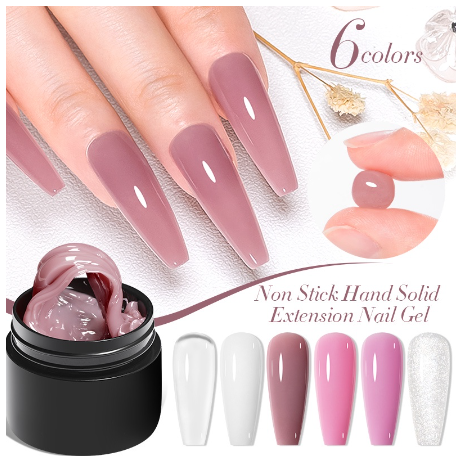 7ML MEET ACROSS Non Stick Hand Solid Extension Nail Gel Quick Building UV Nail Art Gel Polish Manicures