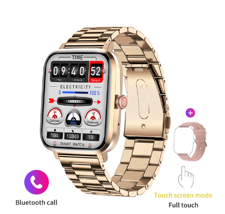FILIEKEU Sports Smart Watch Ultra-Thin HD Display NFC Plus AI Voice Bluetooth Call Ip68 Waterproof For Women Men STEEL ROSEGOLD