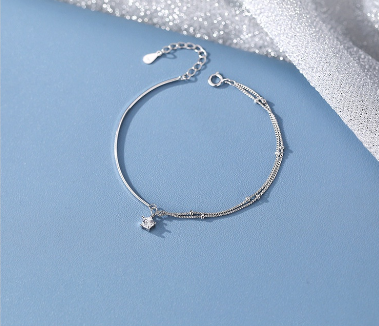 S925 Sterling Silver Bracelet Female Double-Layer Round Beads