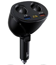 USB Car Charger Quick Charge Splitter QC3.0 Rotatable Power Socket Digital Voltage