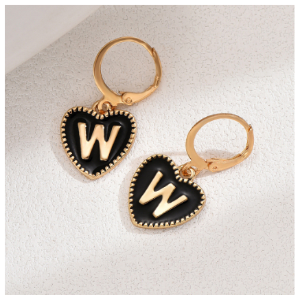 1 Pair Letter Heart Earring Gold Color Hoop Earrings For Women Fashion Alphabet Dangler Initials Ear Accessories Jewelry Gifts W