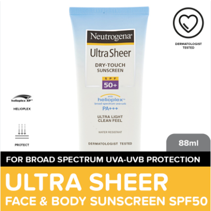 Neutrogena Ultra Sheer Dry-Touch Sunscreen SPF50 88ml - Lightweight + Non-Sticky, Water Resistant