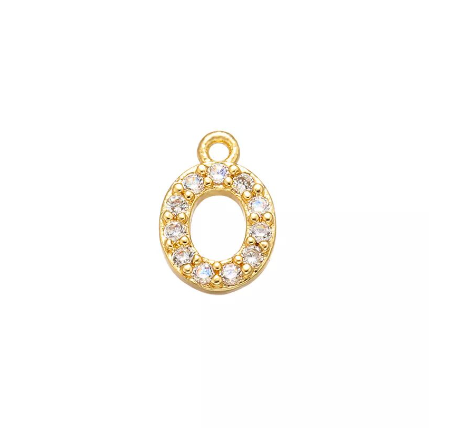 Vnox 9x11.5mm Brass Cubic Zirconia Crystal 26 Letter Charms Pendants for Women Necklace Earring Jewelry Accessories O