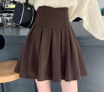 Lovito Women Pleated Round Skirts Lne19086 Chocolate Brown