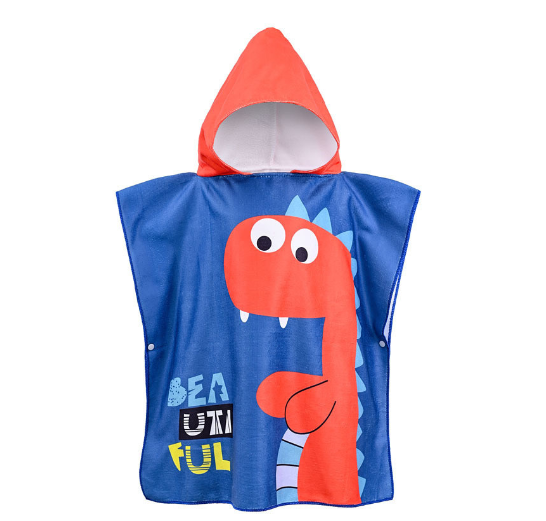 Children Bath Towel Cartoon Printed Baby Can Wear Hooded Bathrobe Beach Swimming Windproof Quick-Drying Cloak Kids Beach Towels T17