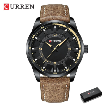 Curren Men's Watch Top Brand Luxury Quartz Sports Casual Creative Waterproof Men's Watches 8390 BROWN ROSE BLACK