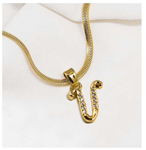 LAJ 18k Gold Stainless Steel Initial A-Z Necklace SLP116 LETTER with LX873D FREEBOX V