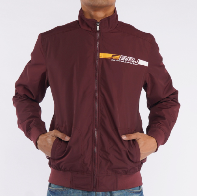 RRJ Men's Basic Jacket Regular Fitting Nylon Fabric (Maroon)