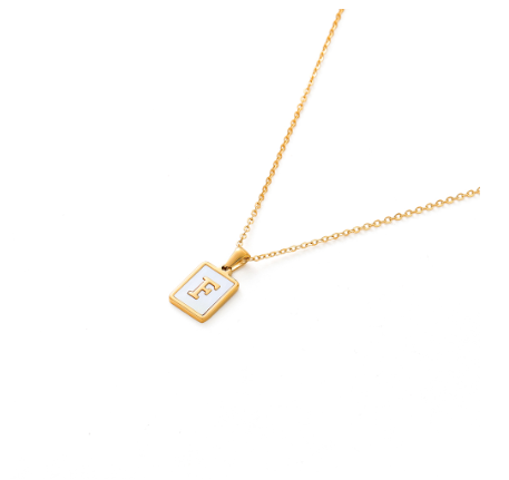 St.kunkka Stainless Steel Gold Letter Pendant Necklace Ladies A-Z Letter Necklace for Gift F