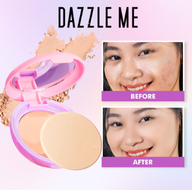 DAZZLE ME Muse Pressed Foundation - Oil Control Sweat Proof Smooth Finished Matte Compact Powder