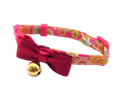 Daiso Japanese Multicolor Cat Collar with Red Bow