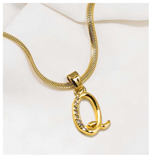 LAJ 18k Gold Stainless Steel Initial A-Z Necklace SLP116 LETTER with LX873D FREEBOX Q