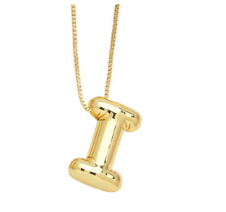 Fashion 26 Letter Pendant Gold Plated Necklace Style Versatile Collar Chain Women's Friends Commemorative Jewelry Accessories Gift I