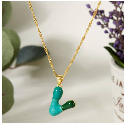 Dropping Oil 26 English Letter Pendant Necklace Fashion Colorful Letter Necklace Men's and Women's Jewelry