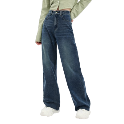 Lovito Casual Plain Washed High Waist Flared Jeans for Women L30AD050 (Blue)