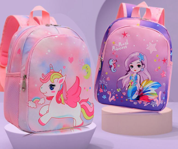 Toddler Girls Backpack, Cartoon Unicorn/Mermaid Print School Bag for Kindergarten, Elementary, Gift for Children
