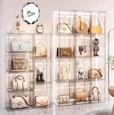 Acrylic Bag Case Crystal Clear Heavy Duty Magnetic and Stackable Bag Organizer