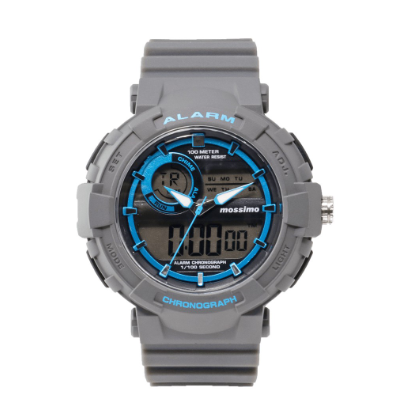 Gray Rubber Strap Analog-Digital Watch
