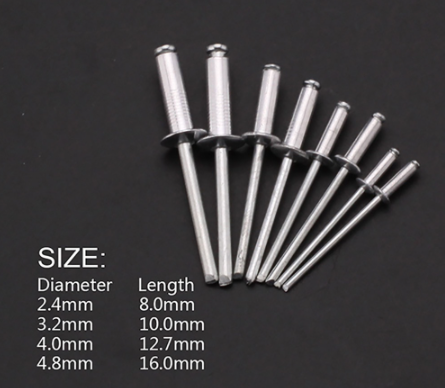 Harden 50 Pcs Aluminum Rivet (Professional) Alloy Different Sizes