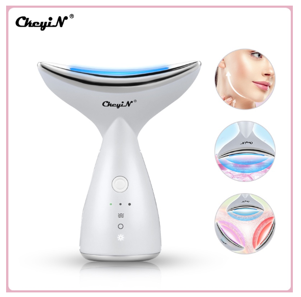 CkeyiN Neck Face Massager Slimming Vibration Led Photon Therapy V Line Lifting Face Lifting Device MR642