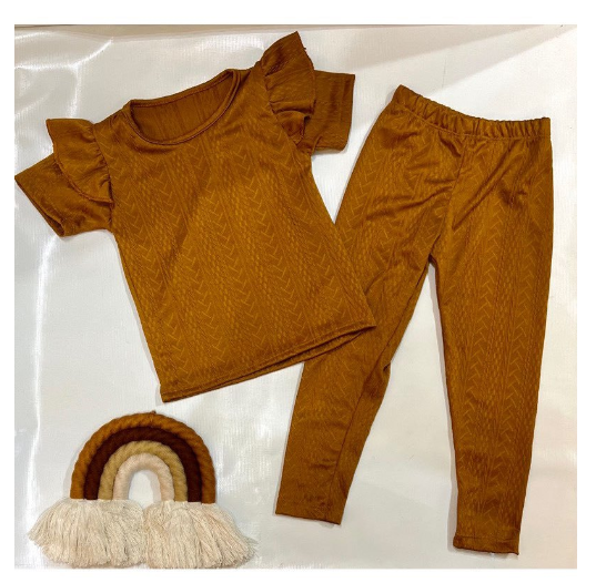 Gwen Kids Ruffle Sleeve Tee and Leggings Terno for Girls D4