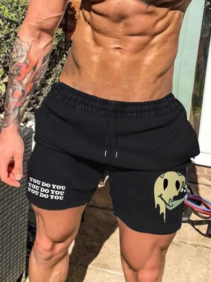 Manfinity Homme Men Cartoon & Slogan Graphic Drawstring Waist Shorts