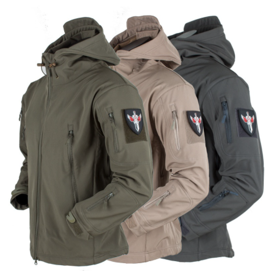 Ready Stock Military Shark Skin Soft Shell Jackets Men Tactical  Windproof Waterproof Coat Hood Camp