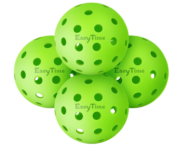 EasyTime 40 Hole Outdoor Pickleballs: Green 4 Pack of Pickleball Balls Set Meet USAPA Requirement High Bounce and Durable - Sports Gifts for Boys Girls Women Men