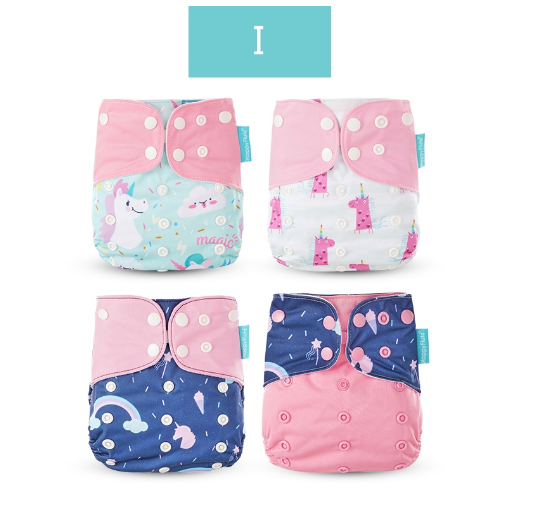 Happyflute 2023 Baby Reborn 4pcs set Washable Eco-friendly Baby Cloth Diaper Ecological Adjustable Nappy Reusable Diaper SET45