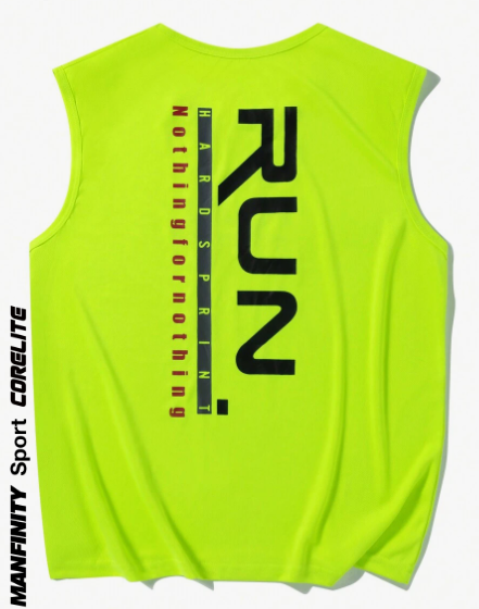 Manfinity Sport Corelite Men Round Neck Letter Print Sports Tank Top Workout Tops