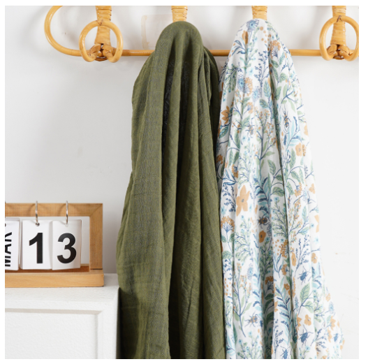 Happyflute 2 Pcs Set Baby Muslin Swaddle Blanket Soft Farbic Cotton Baby Products Baby Multifunctional Gauze 4